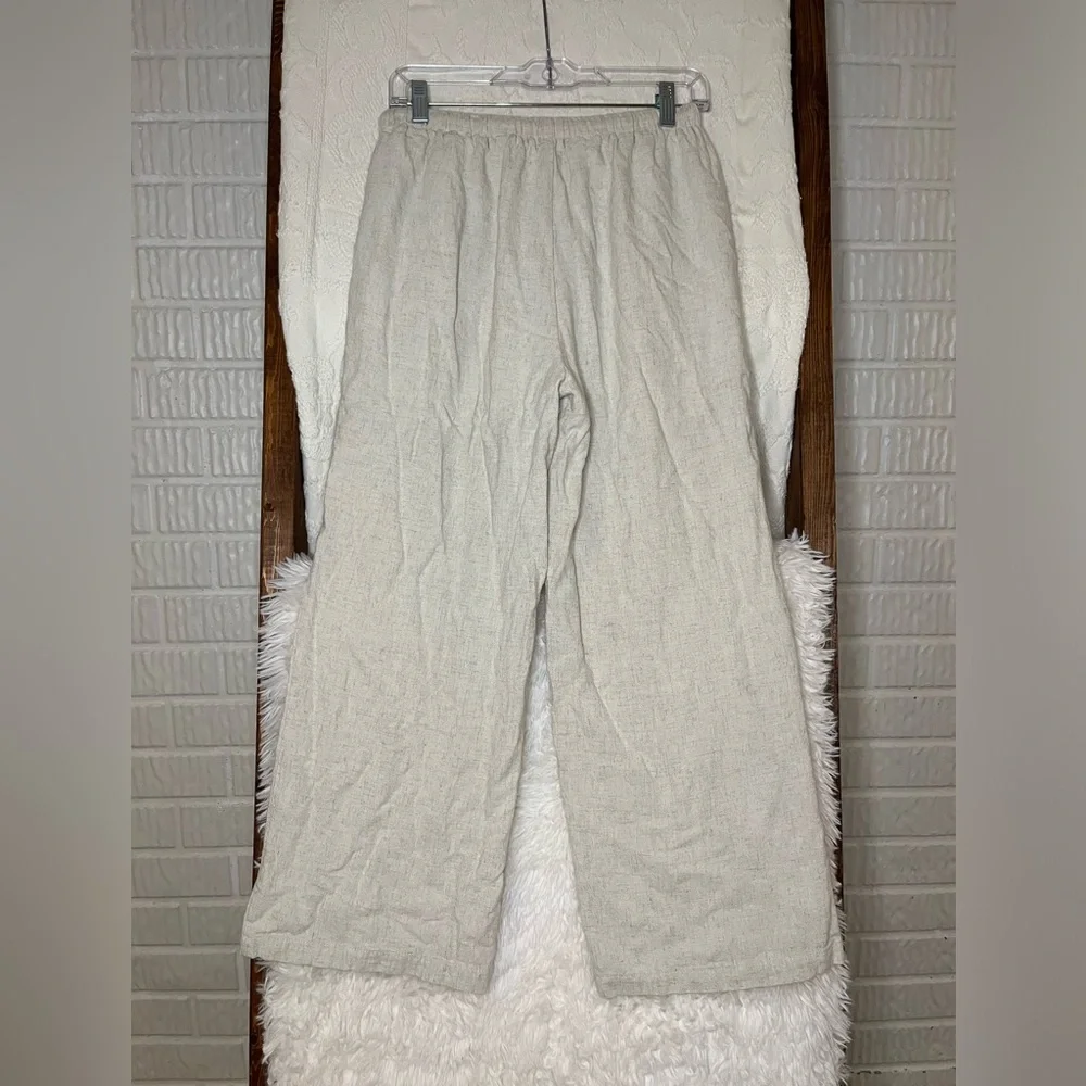 Linen Blend Cream Women’s Medium Lounge Pants - Picture 3 of 4